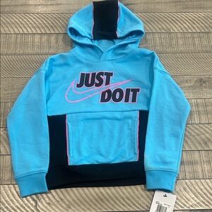 Nike Kids Blue and Black Hoodie with Slogan